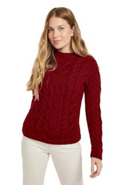 Aran Woollen Mills Ladies Irish Multi Cabled Raglan Super Soft Merino Wool Sweater (RUA Rot, L) von Aran Woollen Mills