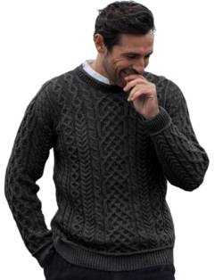 Aran Woollen Mills irischer Pullover aus Merinowolle für Herren Fischerpullover mit Zopfmuster, hergestellt in Irland von Aran Woollen Mills