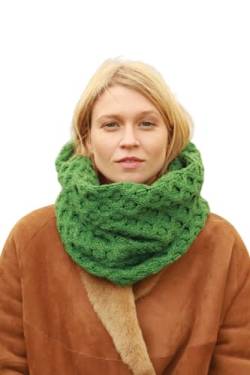 Carraig Donn Irischer Snood-Schal aus Merinowolle (Kiwigrün) von Aran Woollen Mills