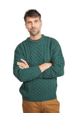 Carraig Donn Irischer traditioneller Wollpullover für Männer (Grün, M) von Aran Woollen Mills