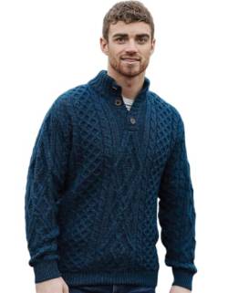 Irischer Diamantmuster Herren Pullover aus 100% Merinowolle (Atlantic, XXL) von Aran Woollen Mills