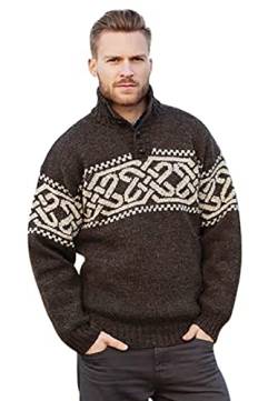 McLaughlin's Irish Shop Herren Wollpullover Celtic, Braunmeliert, M von Aran Woollen Mills