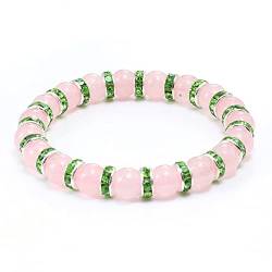 11 Farben Naturstein-Armband, Charm-Armbänder, rosa Kristallstein for Damen und Herren, Yoga, elastisch, 8 mm Armreifen, Schmuck, G Rot (Color : S Green) von Arazi