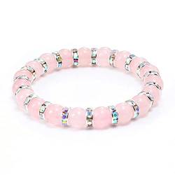 11 Farben Naturstein-Armband, Charm-Armbänder, rosa Kristallstein for Damen und Herren, Yoga, elastisch, 8 mm Armreifen, Schmuck, S, Strass von Arazi