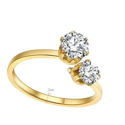 Arazi Ring-Ring-Titan-Krallen-Set-Einzelzirkon-Ring-Gold (Size : 10) von Arazi