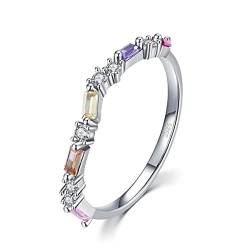 Arazi Ring aus Sterlingsilber mit Regenbogensteinen, kleines Design, vielseitiger Ringschmuck (Size : 7) von Arazi