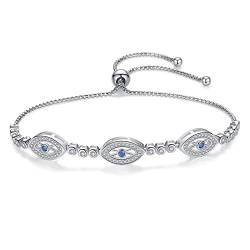 Armband Damen Auge Glück Hamsa Armband Sterling Silber Herren Luxus Runde Blaue Augen CZ Kristall Tennis Armband von Arazi