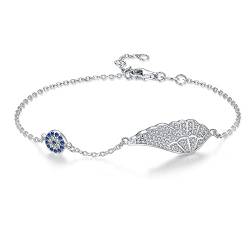 Armband Damen Herren Engelsflügel Armbänder Blaues Glücksauge Sterling Silber Armband Pave Fassung CZ Kristall Silber Schmuck Geschenke von Arazi