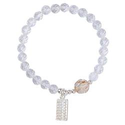 Armband Feng Shui Armband Natürlicher Weißer Kristall Citrin Silber Abacus Armreif Viel Glück Pfirsichblüte Wohlhabendes Amulett Armband for Frauen,16~17cm (Size : 13~14cm) von Arazi