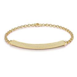 Armband Luxus Tennis Armbänder for Frauen Sterling Silber Armbänder Armreifen Pave CZ Gelb Rose Gold Charms Männer Schmuck (Color : 18K Gold Color) von Arazi