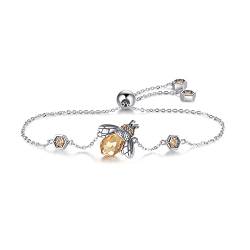 Armband Sterling Silber Brecelets for Frauen Tanzende Honigbiene Kettengliederarmband Kristall Großer Stein Modeschmuck von Arazi