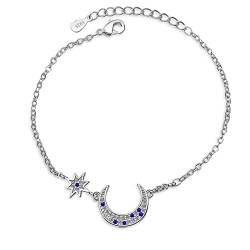 Armband Sterling Silber Micro CZ Mond Stern Armband for Frauen Zirkon Schmuck von Arazi