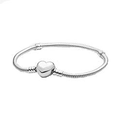 Armband Texture Silberarmbänder Moments Herzverschluss Schlangenkette Silberarmband Damen (Color : PDB043, Size : 17cm) von Arazi