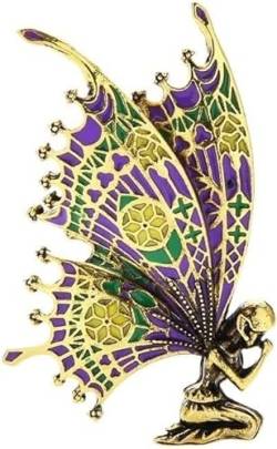 Brooch Women Brooches Vintage Butterfly Wings Fairy Brooches Quality Women Brooch Pins 2 Colors Angel Designer Jewelry Gift Brooch Pin Clothing Accessories (Color : Purple) von Arazi