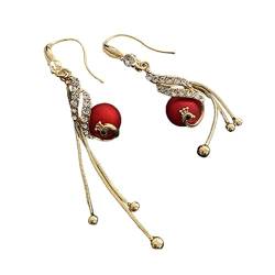 Ohrhänger, roter Pfauen-Stil, stilvolle Damen-Ohrringe, Dekoration, allergiefrei, Geburtstagsgeschenk, Einheitsgröße von Arazi