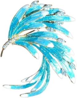 Sandblasting Stone Blue Color Yellow Wing Feathers Metal Brooch Female Needle Coat Accessories brooches for Women (Color : Blue, Size : 1.73 inch) von Arazi