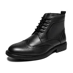 Herren Kleid Stiefel Mode Kleid Stiefel Für Männer Oxford Stiefeletten Schwarz Kleid Stiefel Echtes Leder Klassische Brogue-Stil, Schwarz, 44 EU von ArcBrothers