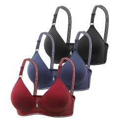 3er Pack BHS Damen Ohne Bügel mit Gepolstert Push Up BH Set Sexy Bustier Top Sport-BHS Nahtloser Bequemer Softschalen BH Trainings-BH für Yoga Fitness Outdoor (3pcs-BK1, 40) von Archedeer