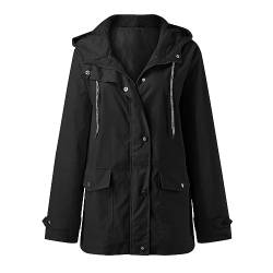 Archedeer Regenjacke Damen Wasserdicht Regenmantel Mit Kapuze Leicht Wasserdicht Atmungsaktiv Übergangsjacke Mantel Jacke Outdoor Grosse Groessen (Black, S) von Archedeer