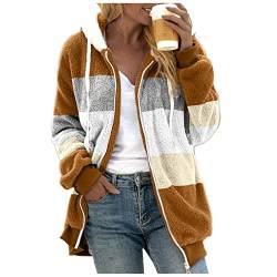 Teddyjacke Damen Fleece Hoodie mit Kapuze Winter Warm Super Weich und Bequem Flanell Kapuzenpullover Teddy Fleecejacke Sweatshirt Reißverschluss Langarm Oberteile Top Frauen Plüschmantel Kapuzenjacke von Archedeer