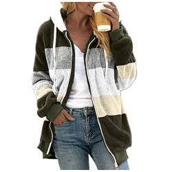 Teddyjacke Damen Fleece Hoodie mit Kapuze Winter Warm Super Weich und Bequem Flanell Kapuzenpullover Teddy Fleecejacke Sweatshirt Reißverschluss Langarm Oberteile Top Frauen Plüschmantel Kapuzenjacke von Archedeer