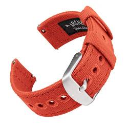 Archer Watch Straps - Canvas Quick Release Ersatzarmbänder - Uhrenarmband mit Schnellverschluss (Rot Orange, 20mm) von Archer Watch Straps