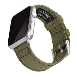 Archer Watch Straps - Canvas-Uhrenarmband für Apple Watch (Blasses Olivgrün, Silber, 42/44/45/49mm) von Archer Watch Straps