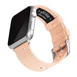 Archer Watch Straps - Canvas-Uhrenarmband für Apple Watch (Helles Korallenrot, Silber, 38/40/41mm) von Archer Watch Straps