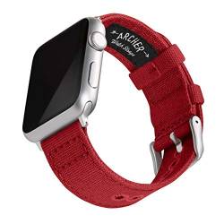 Archer Watch Straps - Canvas-Uhrenarmband für Apple Watch (Karminrot, Silber, 38/40/41mm) von Archer Watch Straps