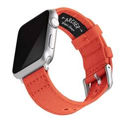 Archer Watch Straps - Canvas-Uhrenarmband für Apple Watch (Rot Orange, Silber, 42/44/45/49mm) von Archer Watch Straps