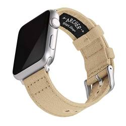 Archer Watch Straps - Canvas-Uhrenarmband für Apple Watch (Sandfarben, Silber, 38/40/41mm) von Archer Watch Straps