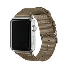 Archer Watch Straps - Nylon Uhrenarmband für Apple Watch - Khaki/Edelstahl, 42/44/45/49mm von Archer Watch Straps