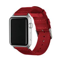 Archer Watch Straps - Nylon Uhrenarmband für Apple Watch - Rot/Edelstahl, 42/44/45/49mm von Archer Watch Straps