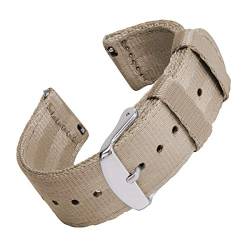 Archer Watch Straps - Premium-Uhrenarmbänder aus Nylon-Sitzgurtmaterial mit Schnellverschluss (Khaki, 18mm) von Archer Watch Straps