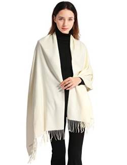 Arctic Penguin Pashmina Schal Kaschmir Stolen Damen Schultertuch für Frauen Hochzeit Kaschmirschal Herren Umschlagtuch Winter/ (Milchig weiß) von Arctic Penguin