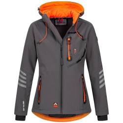 Arctic Seven Damen Softshell Funktions Outdoor Regen Jacke Sport Kapuze AS186 [AS-186-Grau-Orange-Gr.3XL] von Arctic Seven