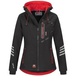 Arctic Seven Damen Softshell Funktions Outdoor Regen Jacke Sport Kapuze AS186 [AS-186-Schwarz-Rot-Gr.L] von Arctic Seven