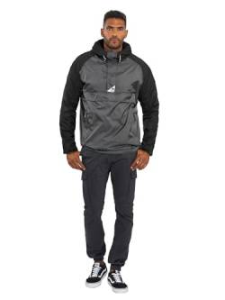 Arctic Seven Herren Regenjacke mit Kapuze Windbreaker Schlupfjacke AS324 [AS-324-Dunkelgrau-Schwarz Größe L-Gr. L] von Arctic Seven