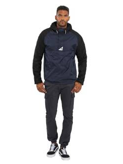 Arctic Seven Herren Regenjacke mit Kapuze Windbreaker Schlupfjacke AS324 [AS-324-Navy-Schwarz Größe L-Gr. L] von Arctic Seven