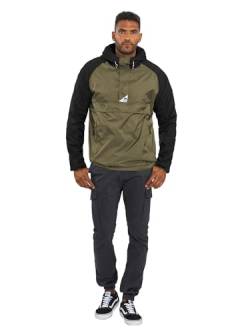 Arctic Seven Herren Regenjacke mit Kapuze Windbreaker Schlupfjacke AS324 [AS-324-Olive-Schwarz Größe L-Gr. L] von Arctic Seven