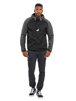 Arctic Seven Herren Regenjacke mit Kapuze Windbreaker Schlupfjacke AS324 [AS-324-Schwarz-Dunkelgrau Größe L-Gr. L] von Arctic Seven