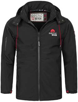 Arctic Seven Herren Softshell Jacke Funktionsjacke Outdoor Regenjacke Atmungsaktiv Fleece Innenfutter AS087 [AS-087-Schwarz-Gr.XL] von Arctic Seven