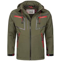 Arctic Seven Herren Softshell Jacke Funktionsjacke Outdoor Regenjacke Atmungsaktiv Fleece Innenfutter AS088 [AS-088-Olive-Gr.3XL] von Arctic Seven