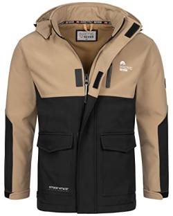 Arctic Seven Herren Softshell Outdoor Jacke Wasserabweisende Funktionsjacke Windbreaker AS303 [AS-303-Beige-Schwarz-Größe XXXXXL-Gr.5XL] von Arctic Seven