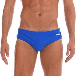 Arcweg Badehose Herren Badeslip Kurz Eng Jungen Schwimmhose Abnehmbares Pad Freizeit Kurze Badehose Sommer Beachshorts Supermini High Slip Sommer Blau L(EU)-MarkeGröße L, Taille 86-94cm von Arcweg