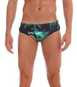 Arcweg Badehose Herren Badeslip Kurz Eng Jungen Schwimmhose Abnehmbares Pad Freizeit Kurze Badehose Sommer Beachshorts Supermini High Slip Sommer Schwarz/Grün XL(EU)-MarkeGröße XL, Taille 95-102cm von Arcweg