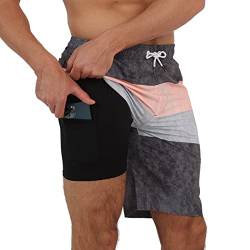 Arcweg Badehose für Herren Badeshorts mit Kompression 2 in 1 Swimming Shorts Schnelltrocknend Männer Kurz Strandhose Mit Reißverschlusstasche Strandshorts L （EU） von Arcweg