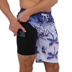 Arcweg Badehose für Herren Badeshorts mit Kompression 2 in 1 Swimming Shorts Schnelltrocknend Männer Kurz Strandhose Mit Reißverschlusstasche Strandshorts L （EU） von Arcweg