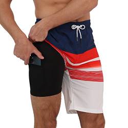 Arcweg Badehose für Herren Badeshorts mit Kompression 2 in 1 Swimming Shorts Schnelltrocknend Männer Kurz Strandhose Mit Reißverschlusstasche Strandshorts M （EU） von Arcweg