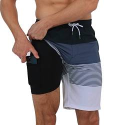 Arcweg Badehose für Herren Badeshorts mit Kompression 2 in 1 Swimming Shorts Schnelltrocknend Männer Kurz Strandhose Mit Reißverschlusstasche Strandshorts XL （EU） von Arcweg